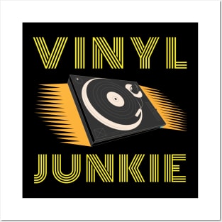 Vinyl Junkie Old School Record Player T-Shirt Posters and Art